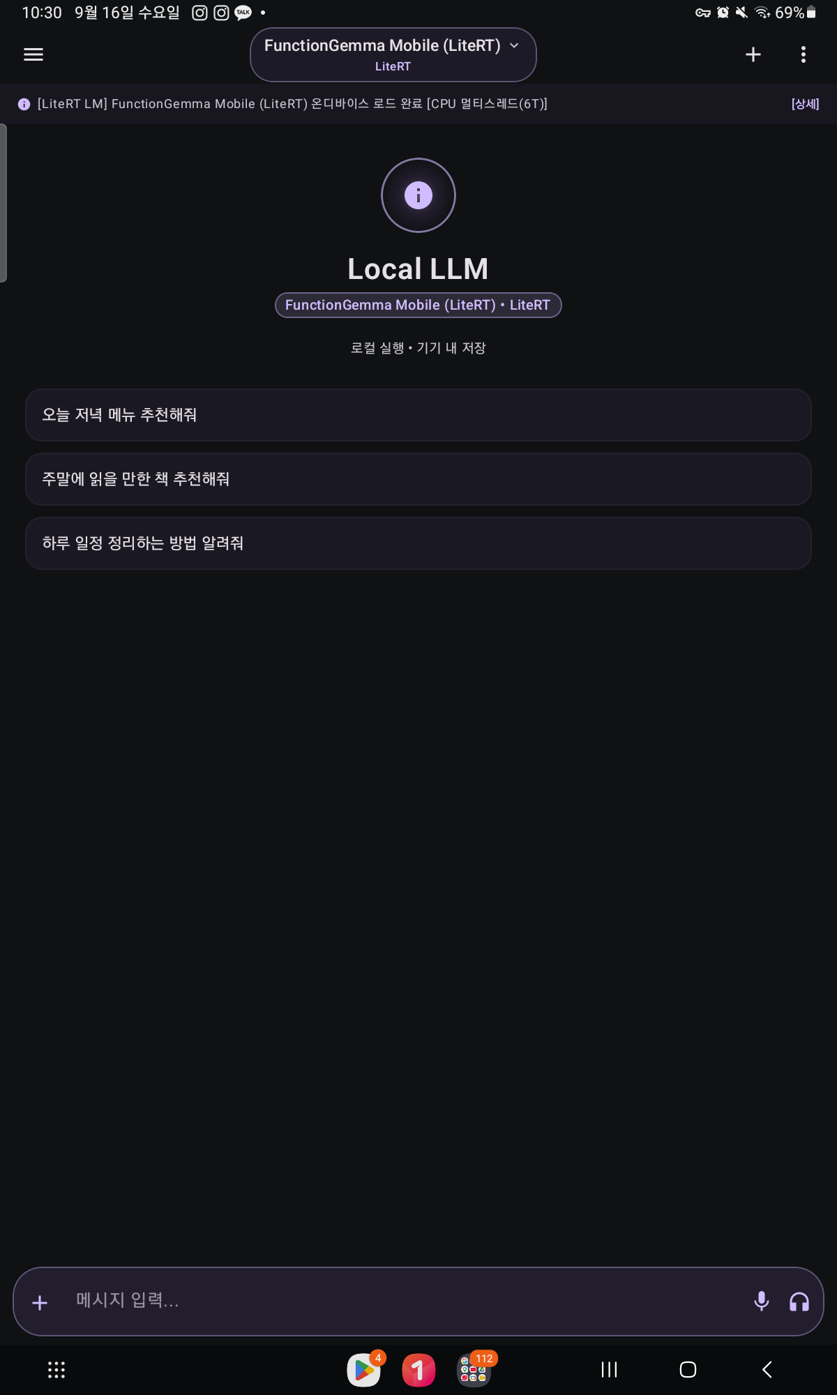 On-device chat with live metrics